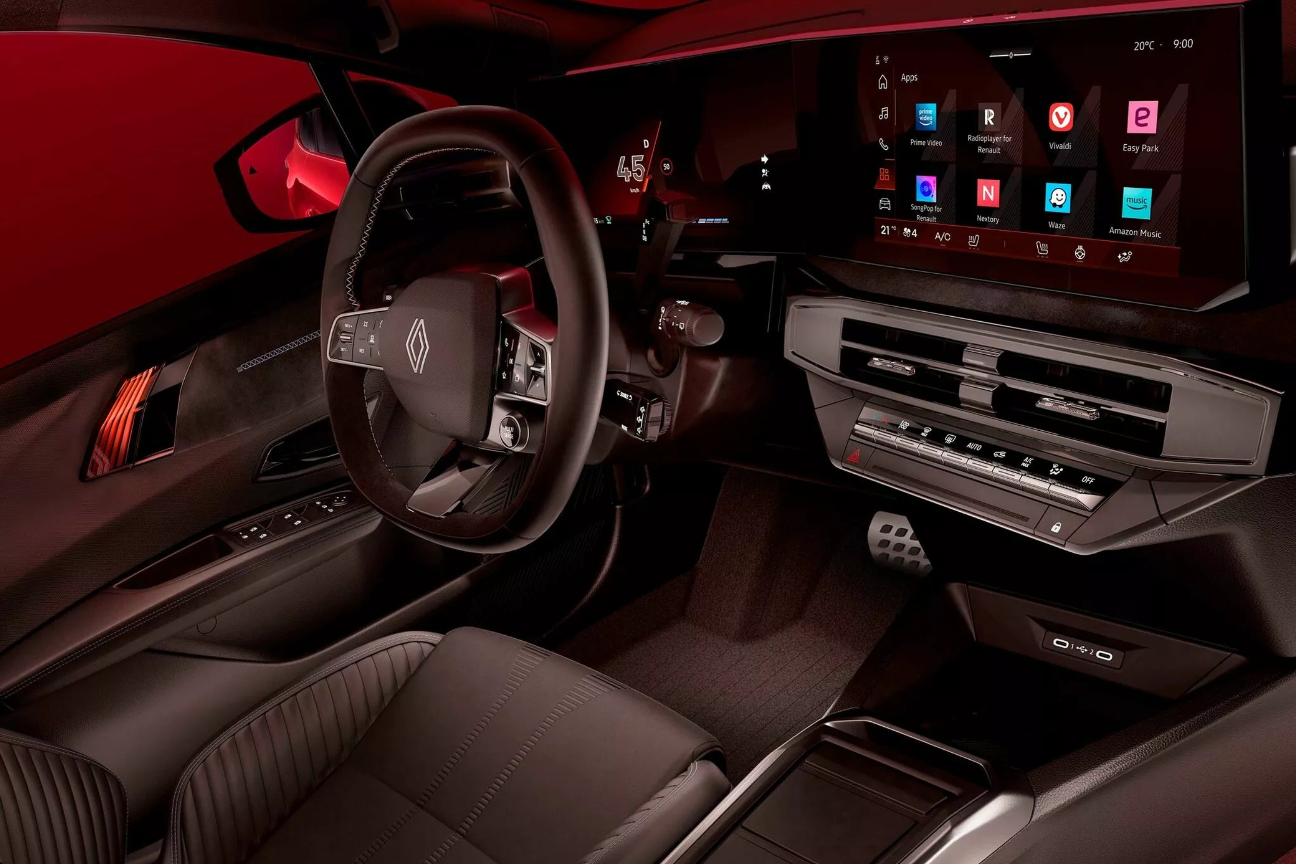 dettaglio degli interni della nuova renault clio con focus sull’abitacolo anteriore